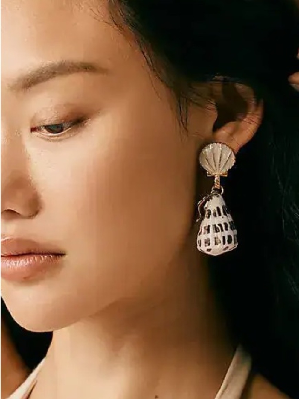 NWT Anthropologie Speckled Shell Drop Earrings